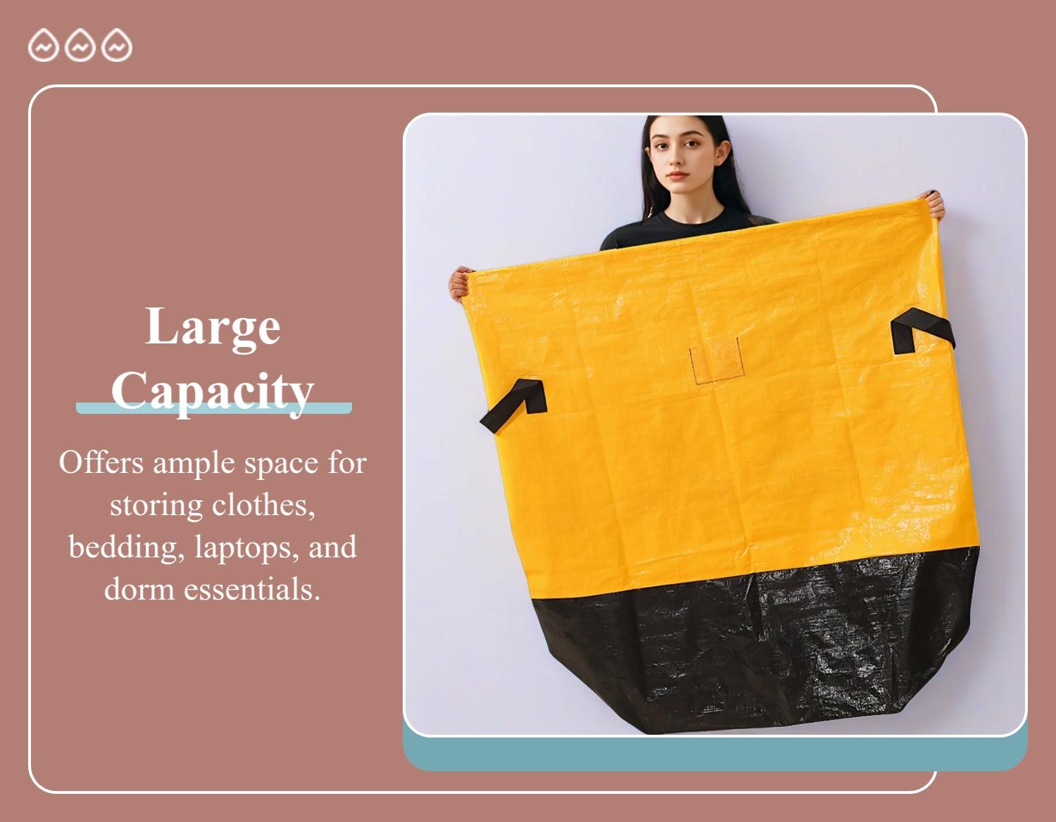 Moving Bag with Durable Handle and Secure Drawstring Closure, Large Capacity Foldable Storage Bag for Moving, Travel, Dormitory, Travel Duffle Bag, Portable Carrying Bag, Travel Folding Bag