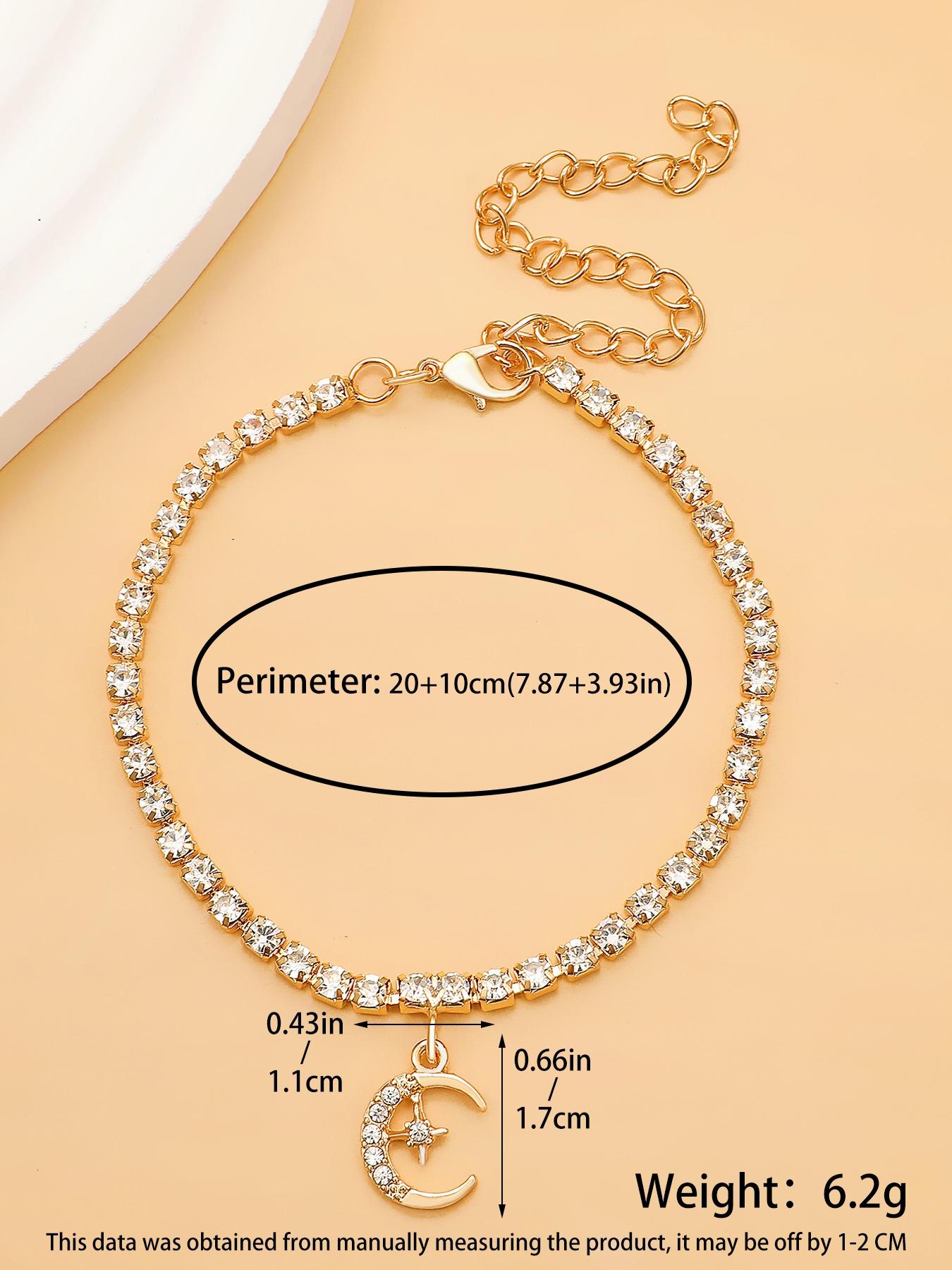 Rhinestone Star & Moon Charm Anklet, Fashionable Jewelry for Women & Girls for Party, Daily Clothing Decor, Trendy All-match & Exquisite Jewelry for Birthday Gift, Elegant Fashion Accessories