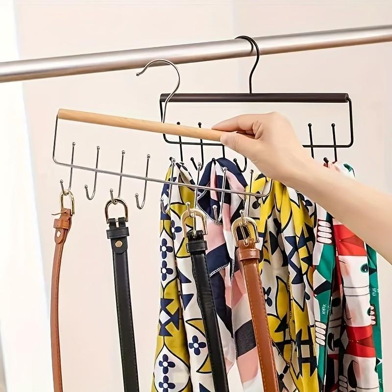1 Pc Multi-Function Hanger with 8 Hooks – Wave design metal hanger for bras, tank tops, hats and towels. Space-saving closet organizer for bedroom or bathroom storage, durable and practical hanging solution.
