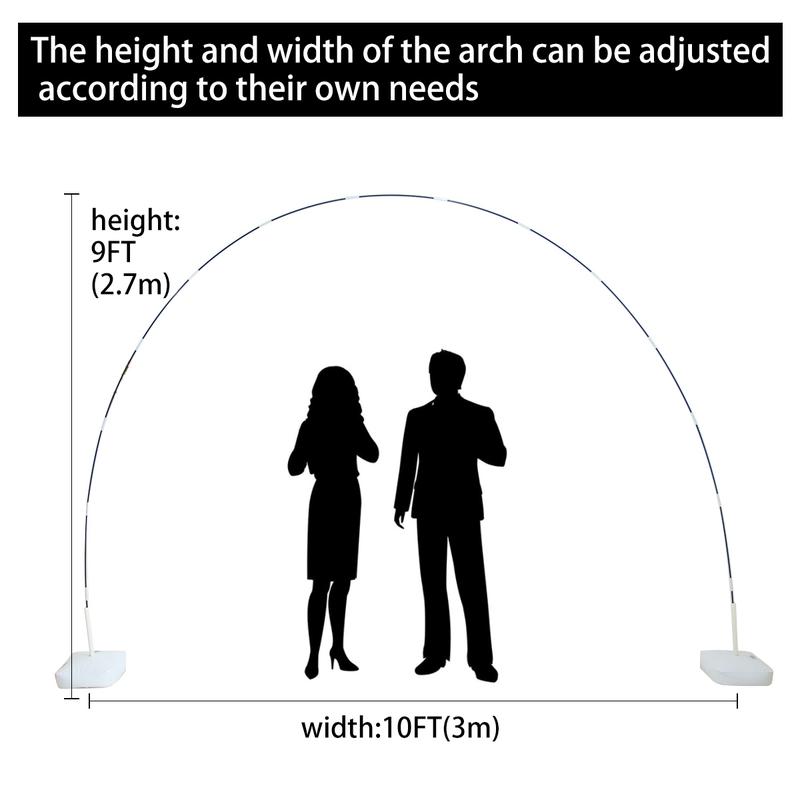 Balloon Arch Kit 9FT Height & 10FT Width Adjustable Stand with Glass Fiber Poles PVC Base Water Bags Pump Clips Knotter Ropes for Wedding Baby Shower Gender Reveal Graduation Birthday Decorations