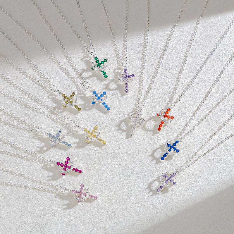 Dearmay Simple Crown Cross Pendant Seven colorful necklaces for women and men and girls beautiful necklaces, everyday dress embellishes all matched beautifully with necklaces