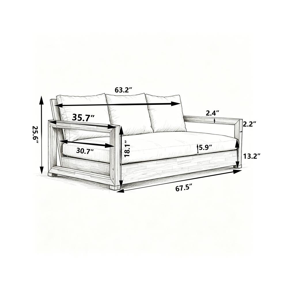 Patio Acacia Wood 3-seater Sofa Outdoor Low Seating Daybed for Poolside,Backyard,Deck, Front Porch,Indoor Use, Teak+Light Gray Patio Acacia Wood 3-seater Sofa Outdoor Low Seating Daybed for Poolside,Backyard,Deck, Front Porch,Indoor Use, Teak+Light Gray