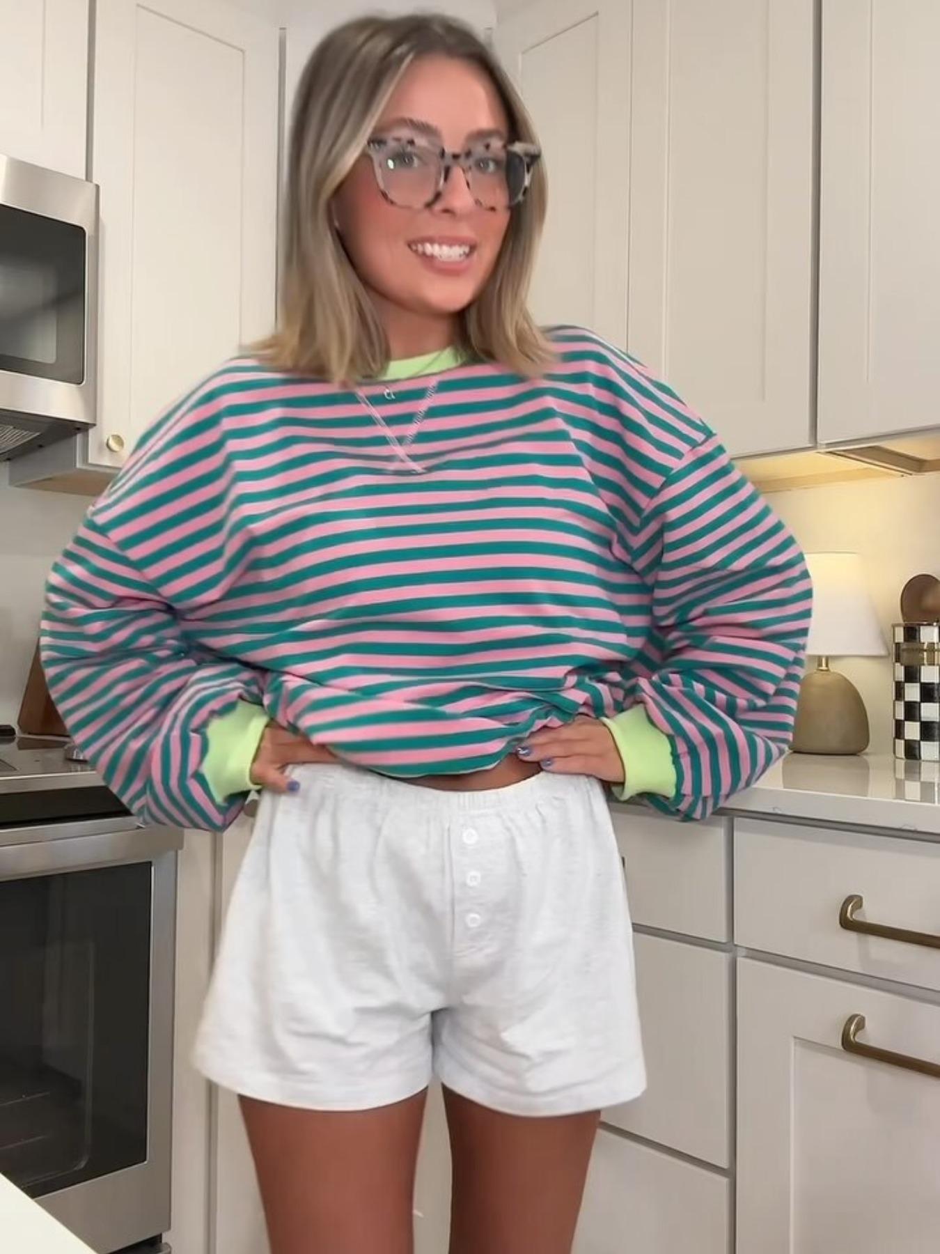 Women's Loose-Fit Casual Colorblock Striped Long Sleeve Pullover Hoodie, Fashionable All-Season Wear, Stylish Daily, Womenswear