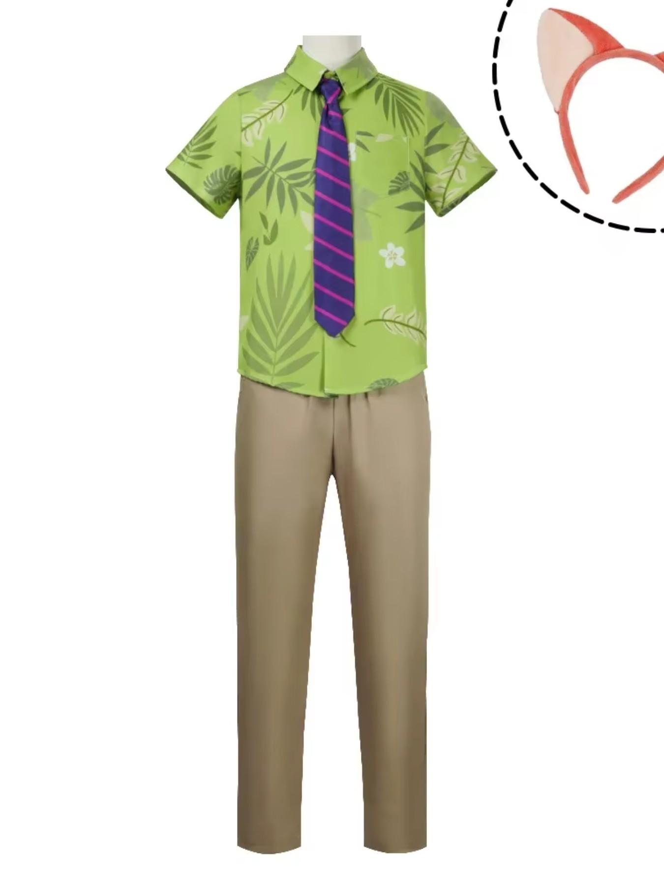 Zootopia Adult Nick Fox Officer Cosplay Costume, Shirt Jacket Outerwear, Daily Casual Suit, Slim-Fitting Cartoon Pattern