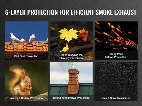 VEVOR Chimney Cap, 6 inch, 304 Stainless Steel Round Roof Rain Cap, 11.81-inch Increased Caps, All Weather Reinforced Screws Easy Installation, for Perfect Insulation Vent Cover Outside, Silver