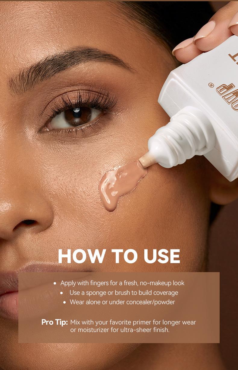 Lightweight Flawless Foundation, Evens Skin Tone, Hydrating Concealing Foundation, Matte Texture, Non-caking, Naturally Brightening, Creates A Natural Base Makeup Effect, Essential Facial Makeup.