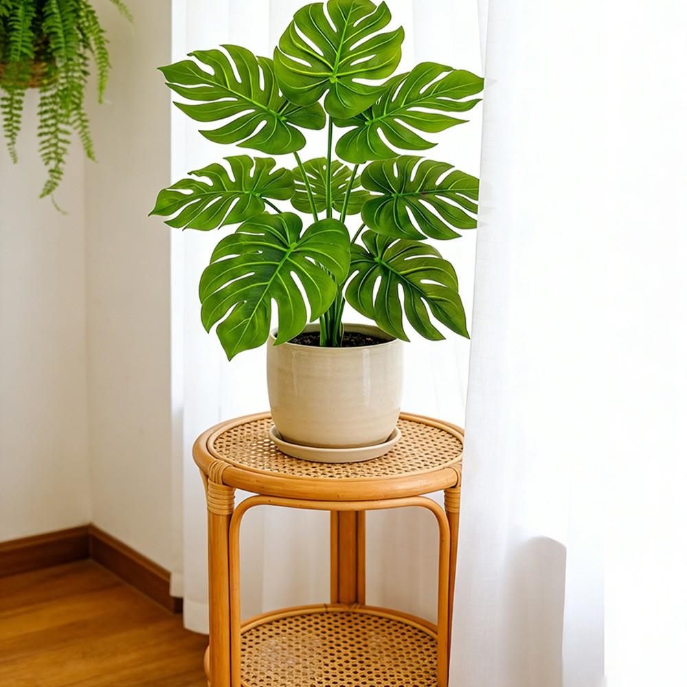 40-65cm Large Fake Monstera Plants Artificial Palm Tree Tropical Turtle Leafs Plastic Green Leaves For Home Garden Party Wedding Home Decoration Indoor Faux Plant