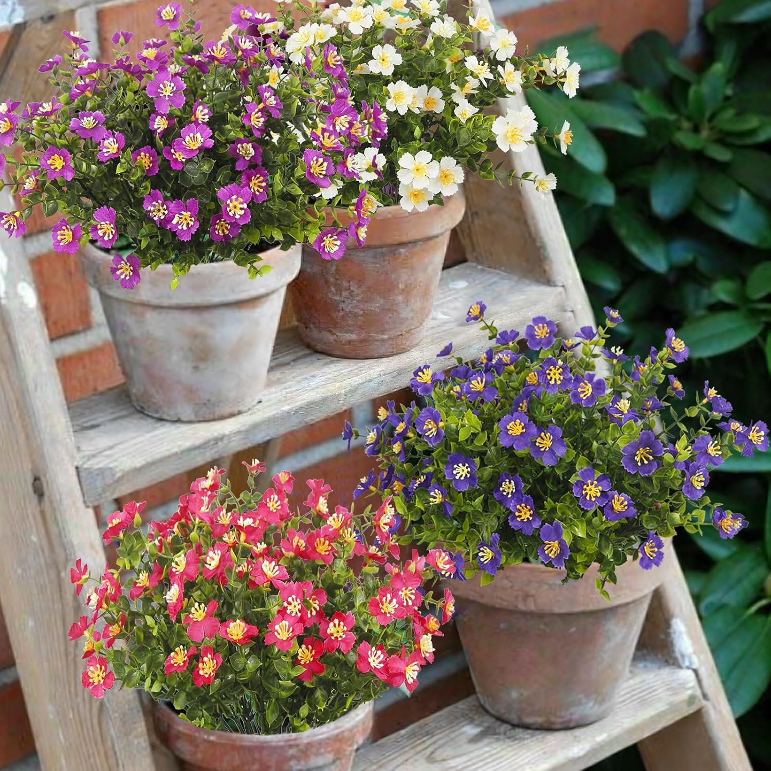 Outdoor UV Resistant Fading Realistic Fake Flowers, 12 Pieces Lifelike Garden Patio Lawn Decor Plastic Flowers, Artificial Flowers For Outside (mixed Colors)