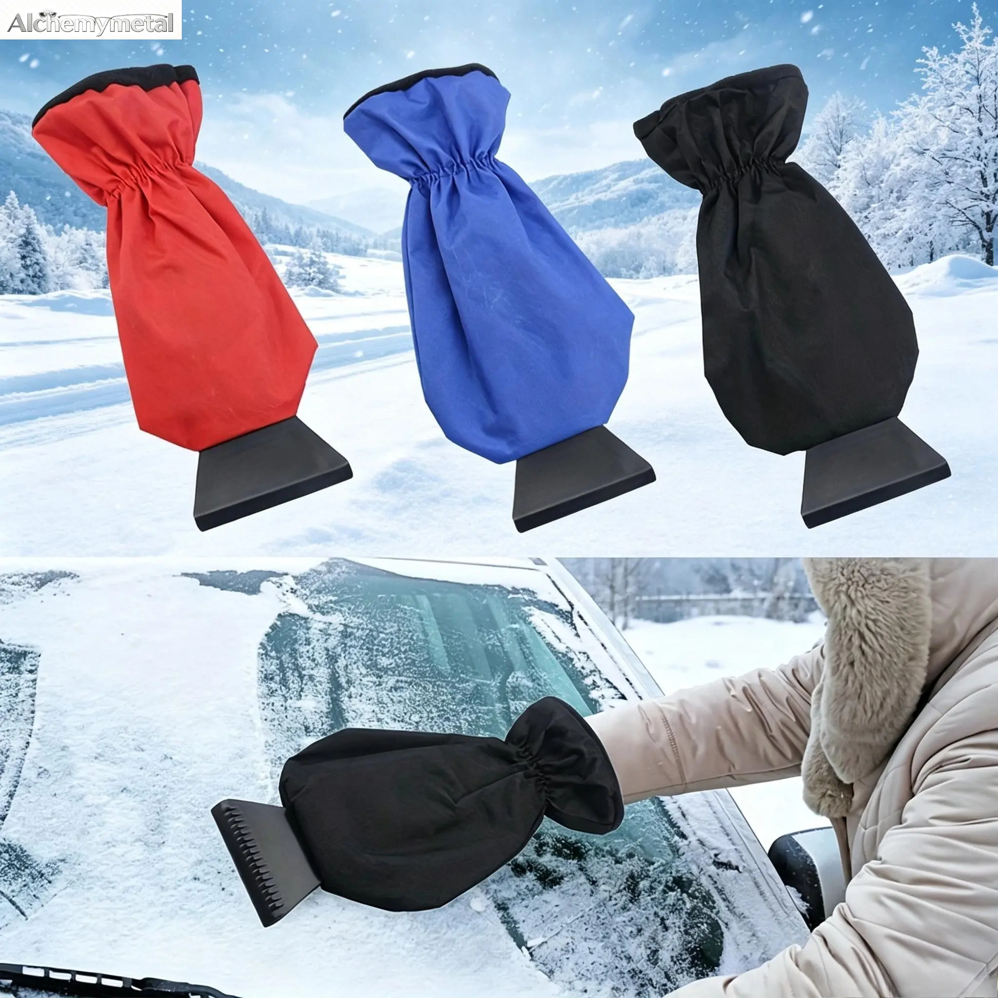 Car Ice Scraper with Warm Glove Snow Brush Removal  for Windshield Winter Accessories ornament christmas tree diy diamond painting  art nail hair dryer plug drive master impact socket set rubber paint lcd power inverter d Snowman Santa ball cat straw