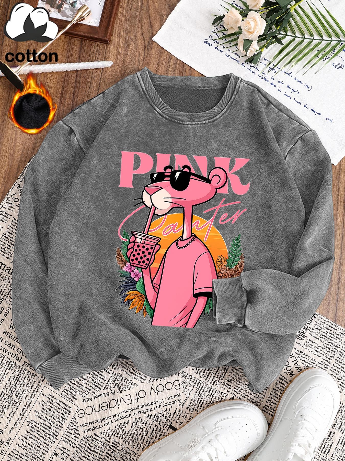 Women's Casual Vintage Wash Cotton Fitted Pullover Sweatshirt, Round Neck Long Sleeve Fleece Lined Hoodie for Fall Winter Fashion