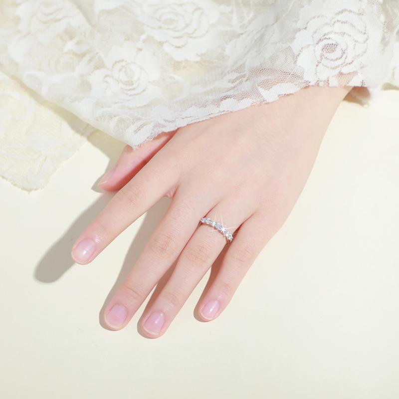 【#R33】UCCIYO D Color Synthetic Moissanite Rings For Women 7 Stones Ring 925 Sterling Silver Daily Jewelry Gift