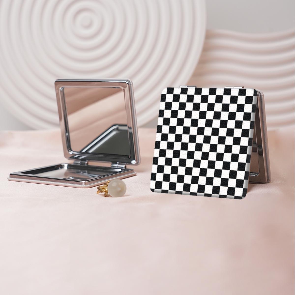 Colorful Plaid Pattern Makeup Mirror, 1 Count Portable Foldable Square Mirror, Mini Handheld Makeup Mirror for Women & Men