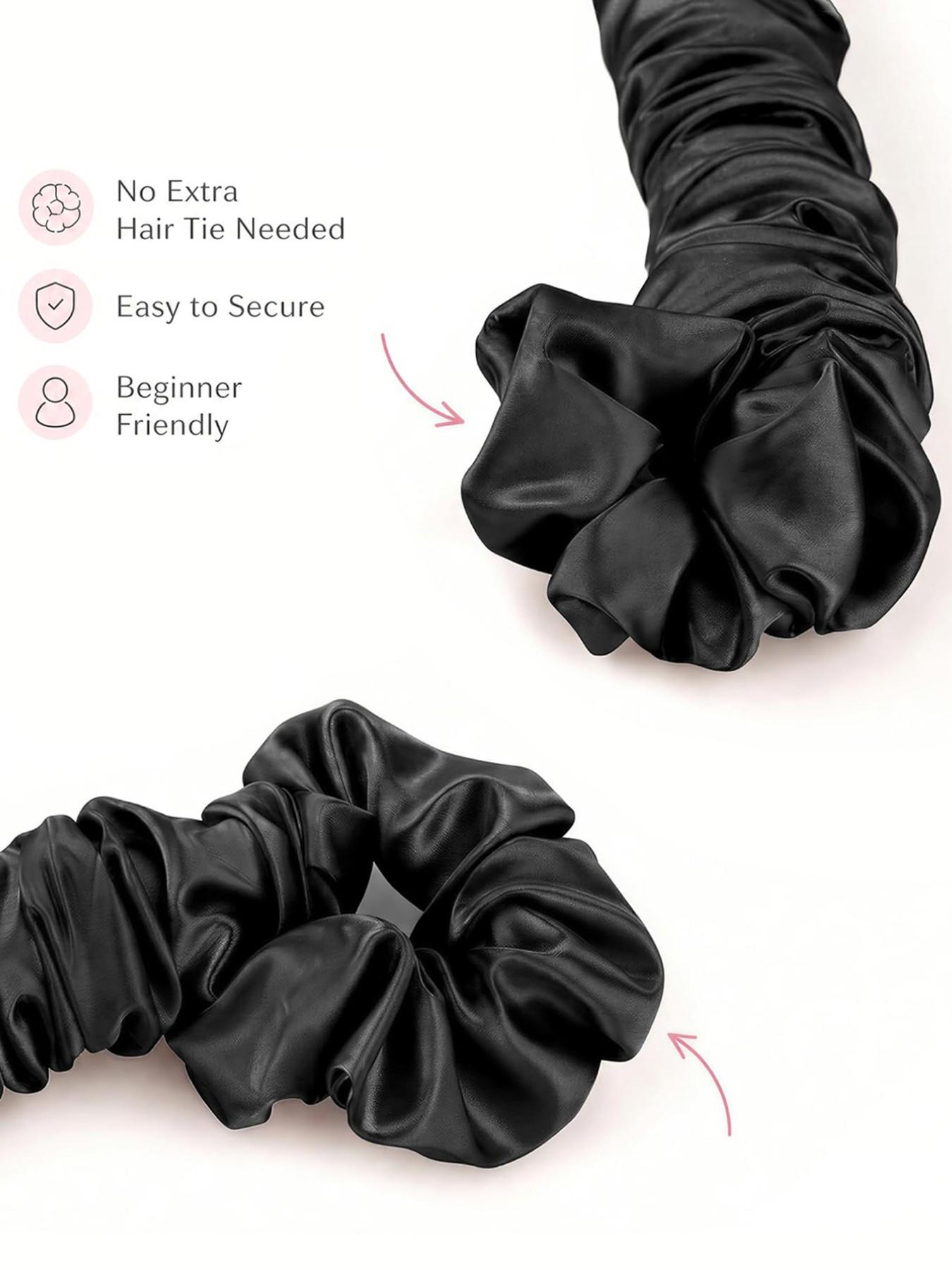 1pc Leopard Print Satin Sleep Curler, Soft No-Heat Hair Styler, Lazy Bun Maker, Large Wave Hair Tie, Gentle on Hair, Night Use