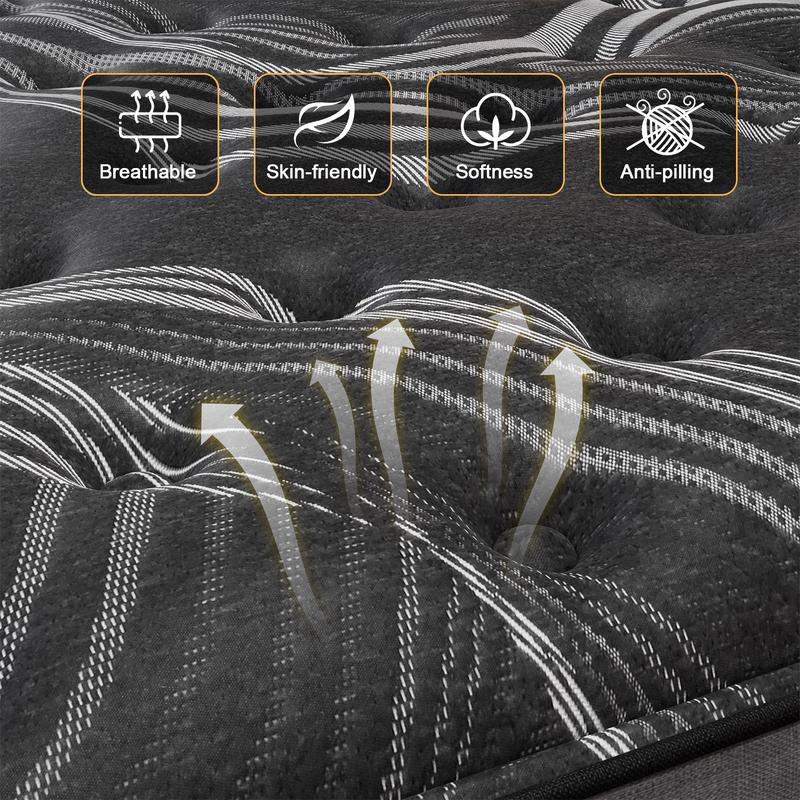 12 /14Inch Gel Memory Foam Mattress Twin Full Queen King Bed Hybrid Mattress  In A Box,Pocket Spring for Edge Support, Pressure Relief, Medium Firm motion isolation