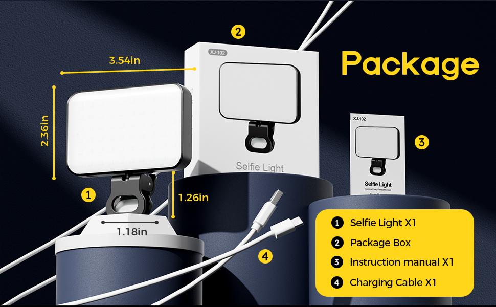 LED Mini Portable Selfie Ring Light, 60 Lamp Beads, 3 Lighting Modes and 10 Brightness Levels, Clip-On to Phone/Camera/Laptop, Rechargeable Video Light, Suitable for Live Streaming/Makeup/TikTok, Computer, Laptop, Zoom Video Conferencing