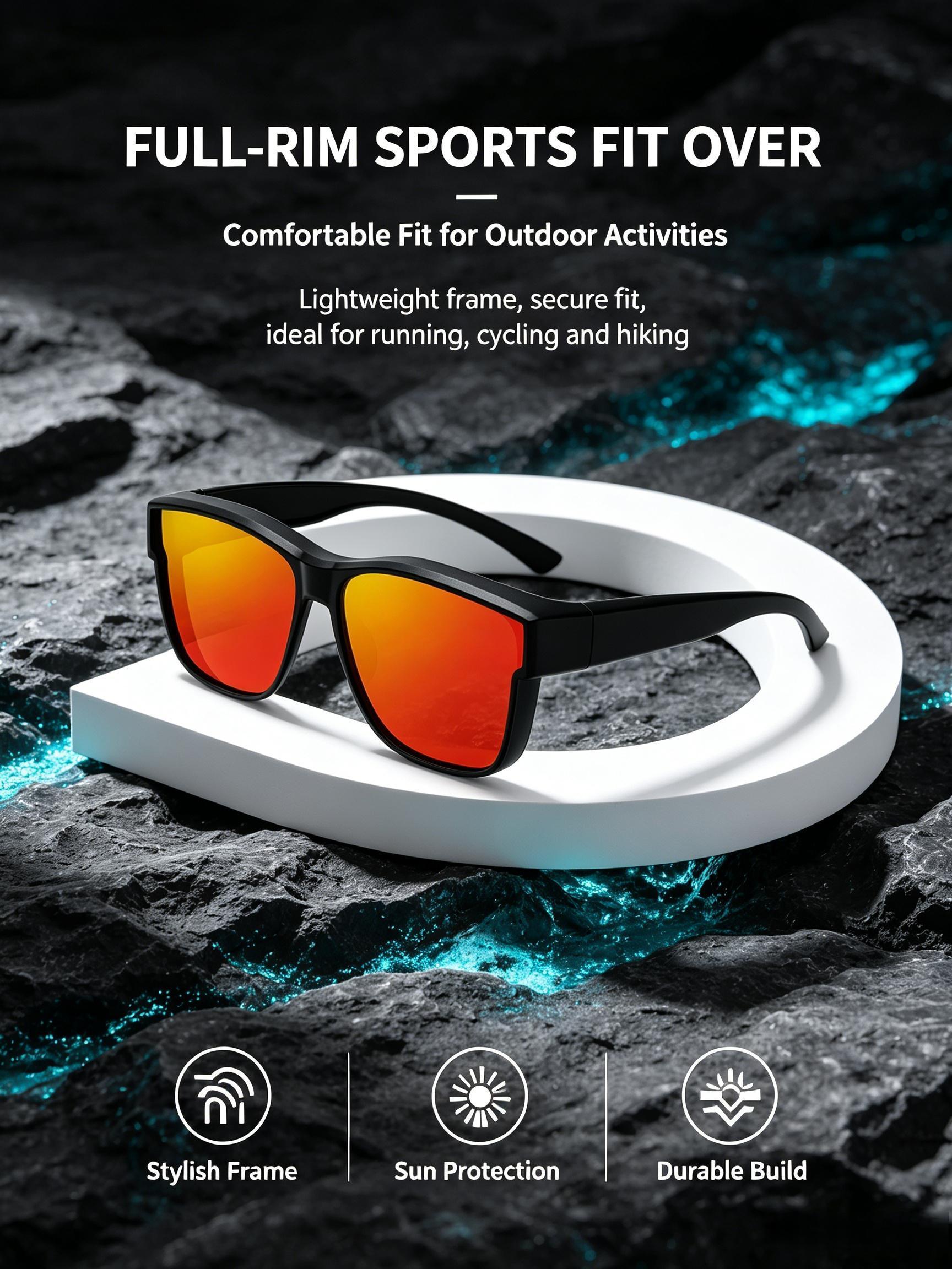 XUH 3pcs Unisex Nylon Flip-Up Overglasses Sunglasses - Black Frame, Silver Mirrored Lenses, UV400 Sun Protective, Easy Adjustment, Dual-Use for Myopia Wearers, Driving, Fishing, Mirrored Shades
