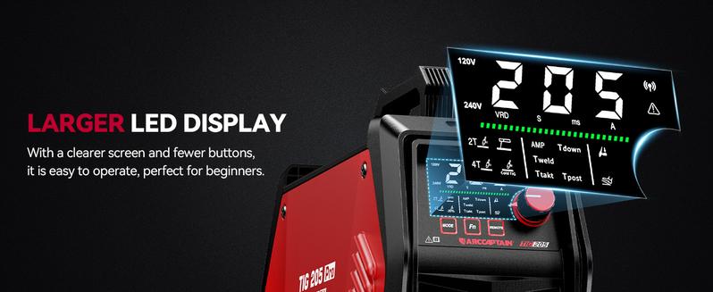 ARCCAPTAIN TIG205 Pro DC TIG Spot Cold Welder Heavy Duty Tool Kit Metal Tool  Best DC TIG Machine for Pipe Welding, Industrial-grade level
