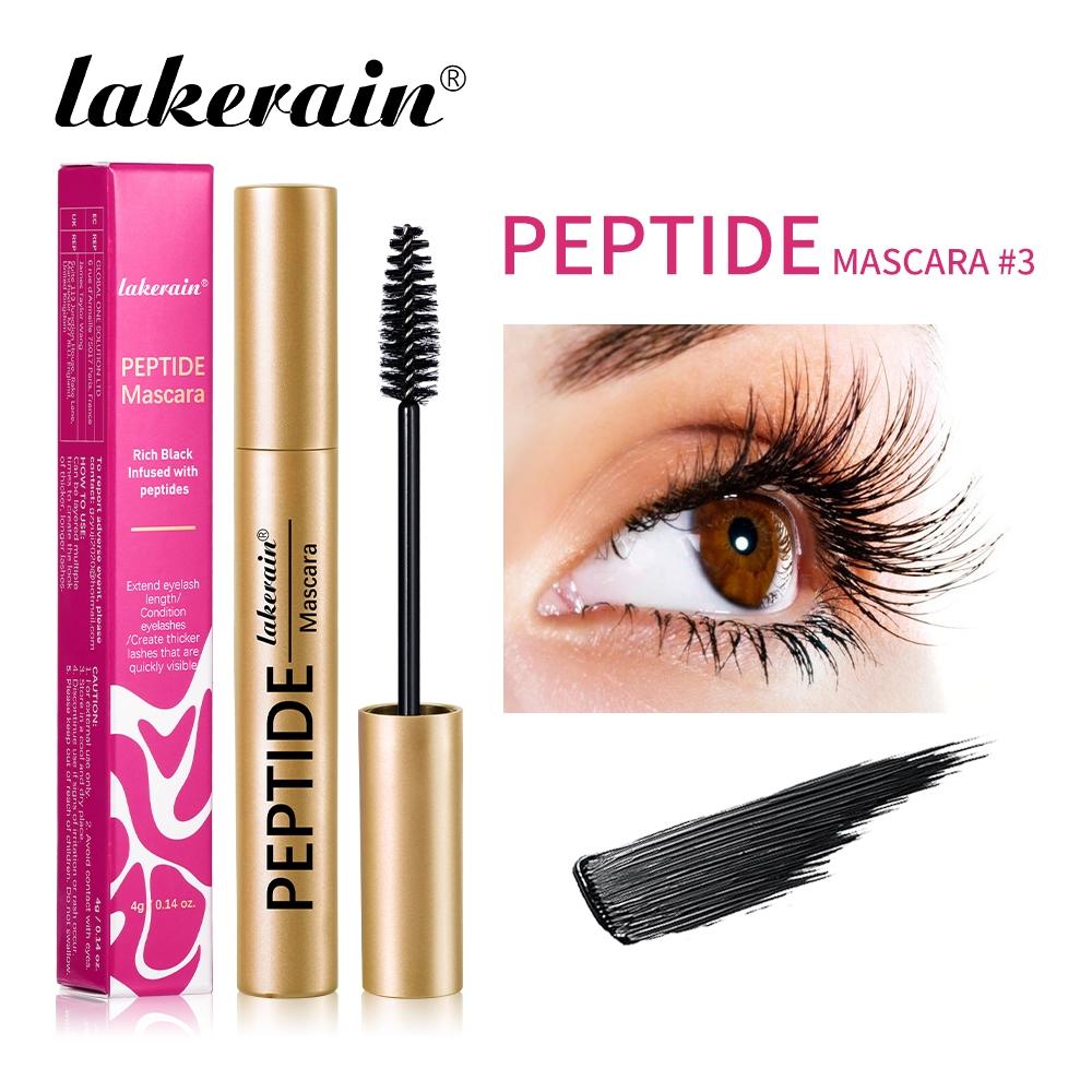 3 Counts Peptide Mascara, Lengthening & Volumizing Waterproof Mascara, Smudge-Proof, Clump-Free, Flake-Resistant Wear, Sweat for All-Day Fluttery Lashes​, Eyelash Makeup