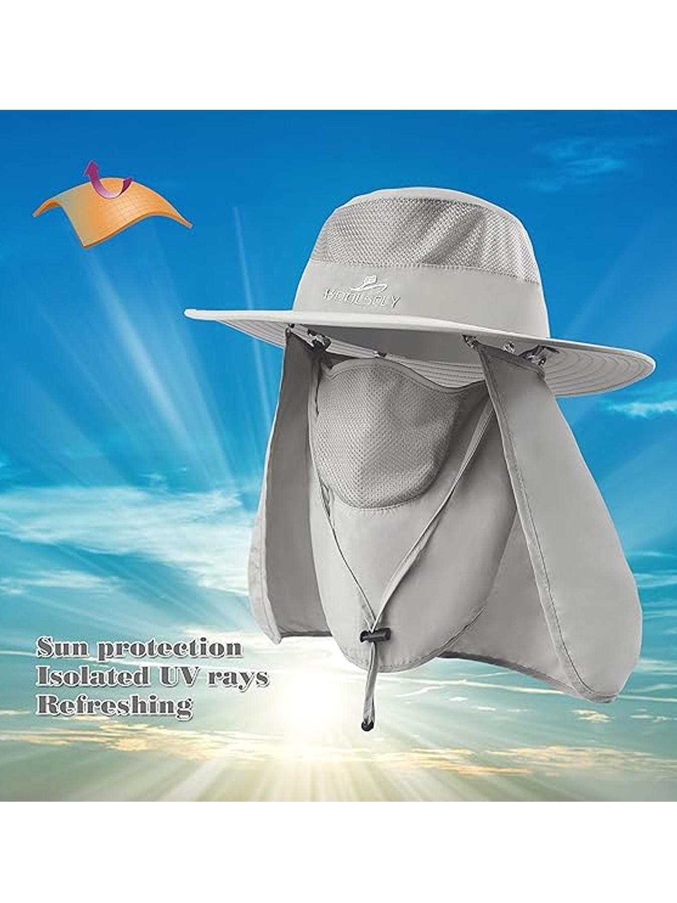 Outdoor UV Sun Protection Wide Brim Fishing Cap with Removable Flap