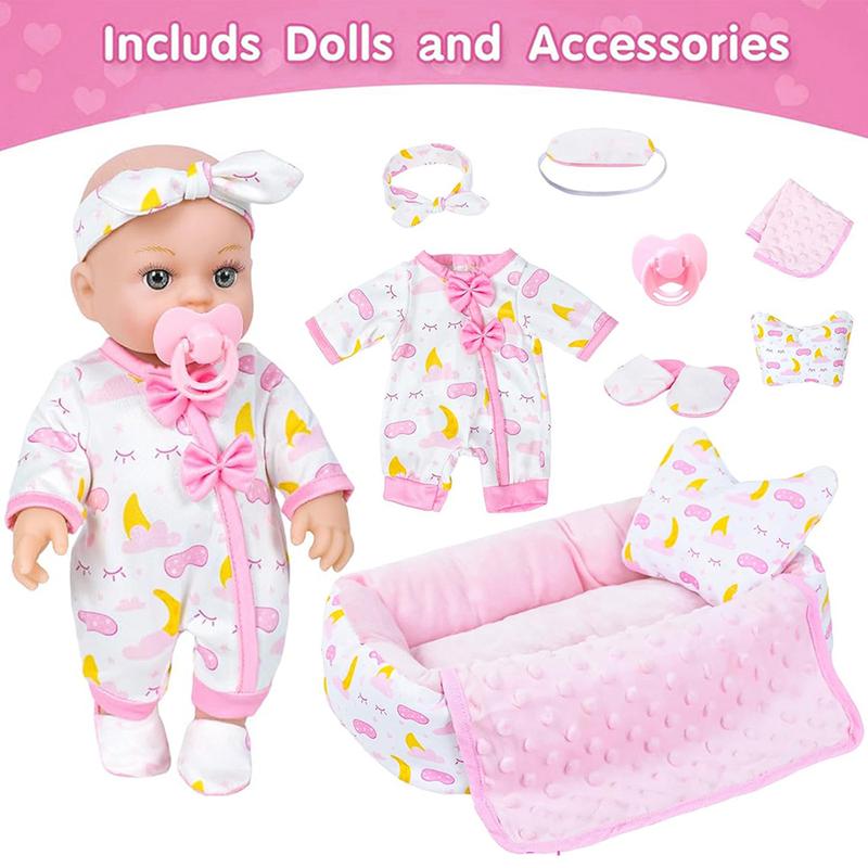 12-inch Reborn Baby Doll with Matching Outfit，Paired with Sleeping Bag Set And Paciffer， Halloween/Thanksgiving / Christmas gifts