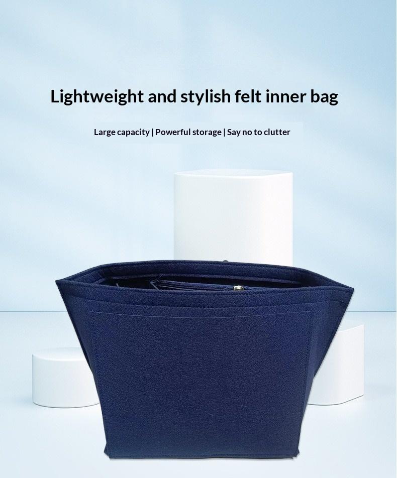 Felt Inner Bag Large Capacity Cosmetic Organizer Bag Thickened Dumpling Shaped Liner Pouch Minimalist Soft Felt Storage Bag Multi Compartment Design Portable Makeup Arrangement Handbag For Daily Commute Travel And Daily Beauty Supplies Storage