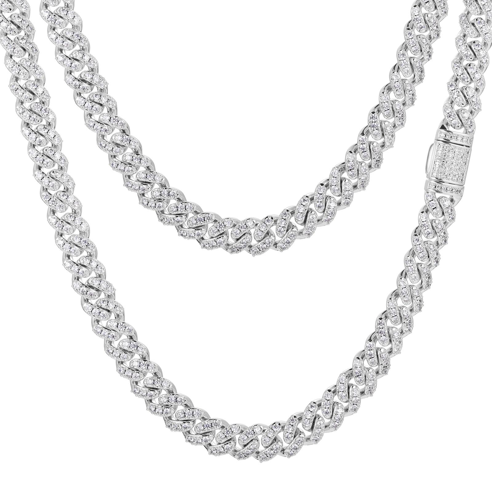 【#N3】8mm New Arrival 925  Sterling Silver Round VVS Synthetic Moissanite Iced Out Miami Cuban Chain Fashion Trend  Hip Hop Rapper Jewelry