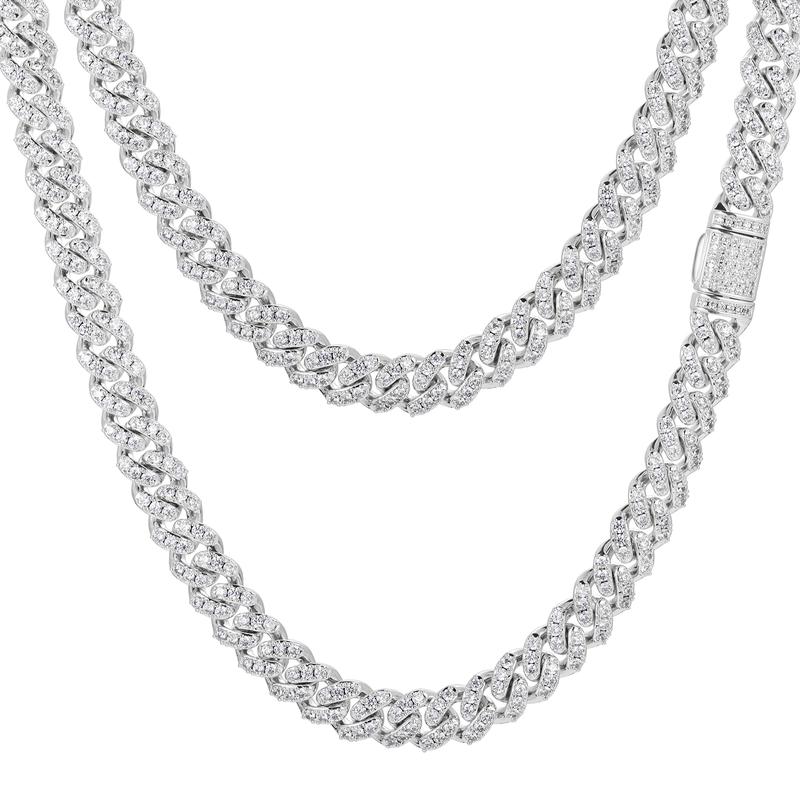 【#N3】8mm New Arrival 925  Sterling Silver Round VVS Synthetic Moissanite Iced Out Miami Cuban Chain Fashion Trend  Hip Hop Rapper Jewelry