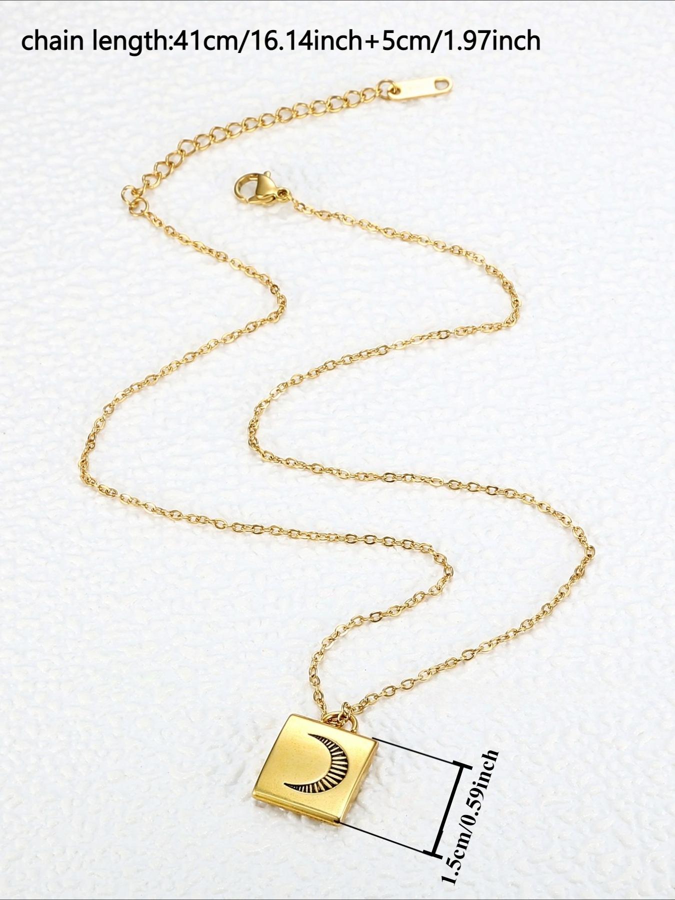 Retro Crescent Square Brand Necklace Made of Stainless Steel That Does Not Fade, Exuding A Sense of Luxury, Light Luxury, Niche Accessories, Versatile for Daily Use