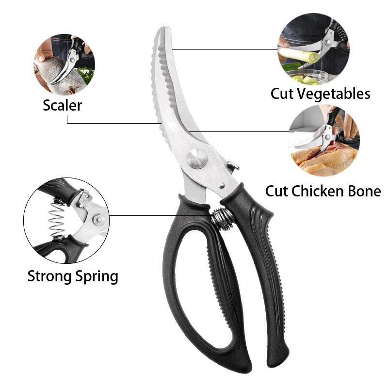 Dobeli Multifunctional 3CR14 Power Chicken Bone Scissor Household Kitchen Vegetable Dissect Fish Maw Scaler Food Cutting Tool