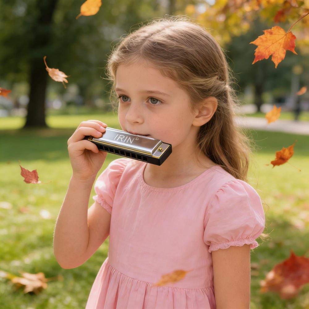 10 Hole 20 Tone Harmonica for Beginners, Easy to Play Musical Instrument for Blues, Folk and Pop Music Practice at Home or School, Professional Harmonica with Protective Gift Box