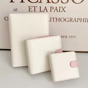 MINKYS Ins Hot White Pink Kawaii A5 A7 A8 Kpop Photocard Binder Photo Cards Collect Book Album PU Leather Notebook Stationery