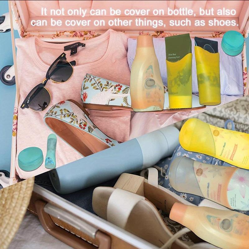 ✈️ Zero Spill Panic | 4-Pack Silicone Travel Bottle Covers | Luggage Leak Proof Toiletry Sleeves