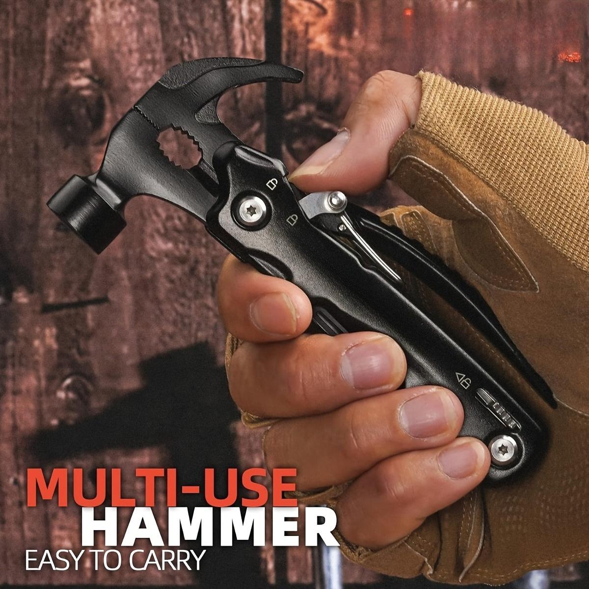 1 Multi-Function Hammer—An Essential Tool for Home and Car | Includes a hammer, pliers, screwdriver, and 8 other functions | Made of durable, rust-resistant metal with a safety lock | Compact design, ideal for outdoor and DIY use