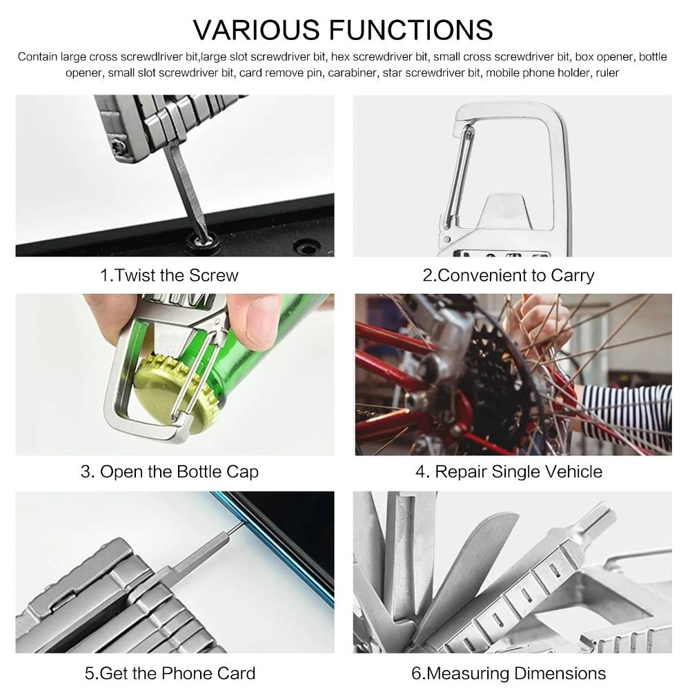 Portable Mini Keychain Tool Kit: Multi-Function Screwdriver, Wrench & Bottle Opener for Camping, Hiking, Emergency Repair, Car & Home DIY, Durable EDC Survival Gear Keyring Essentials.