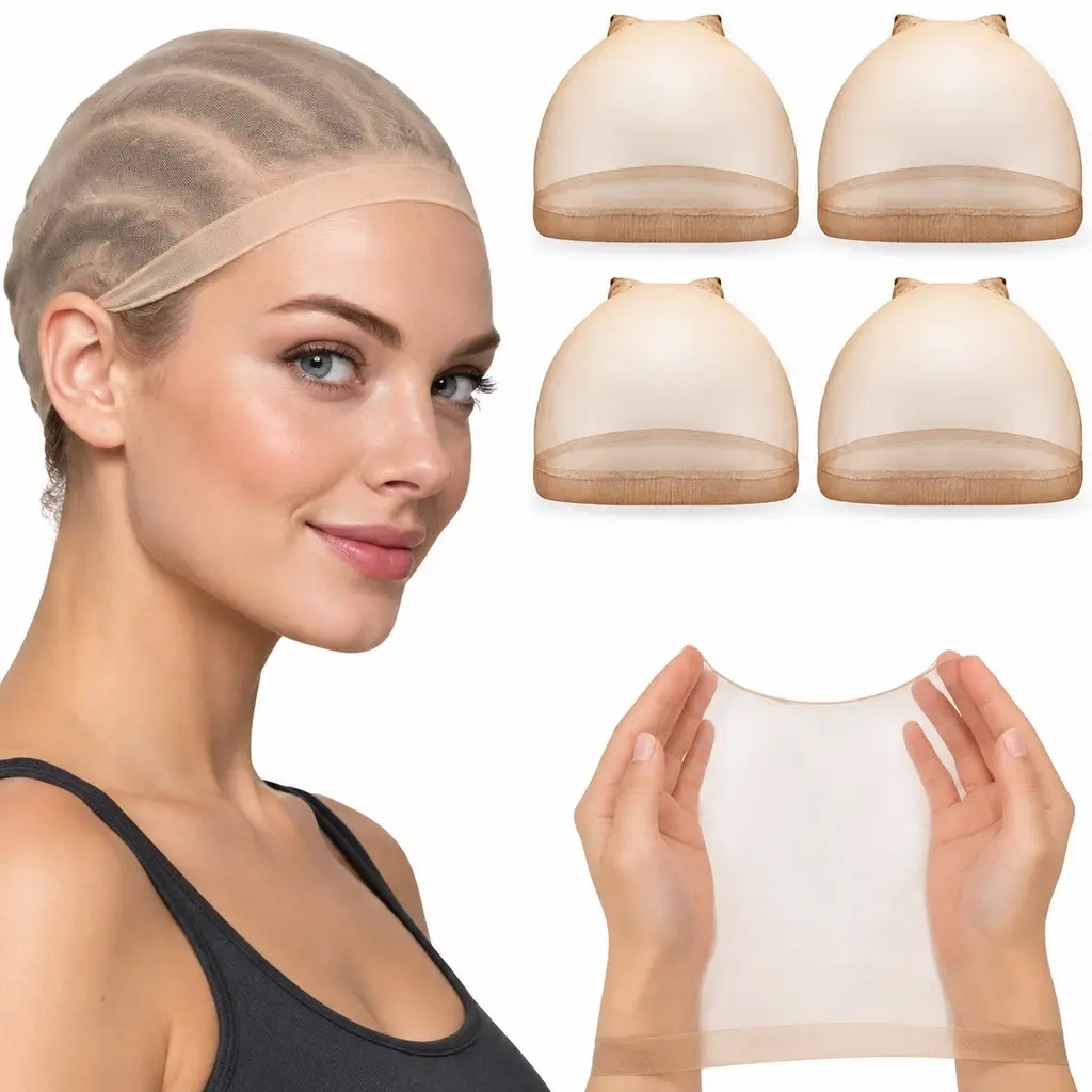 Skin Tone Invisible Hair Cap, High Elastic Breathable Wig Net Hat, Universal Base Pressing Net Sleeve, No Head Pressure, Traceless Hair Cap