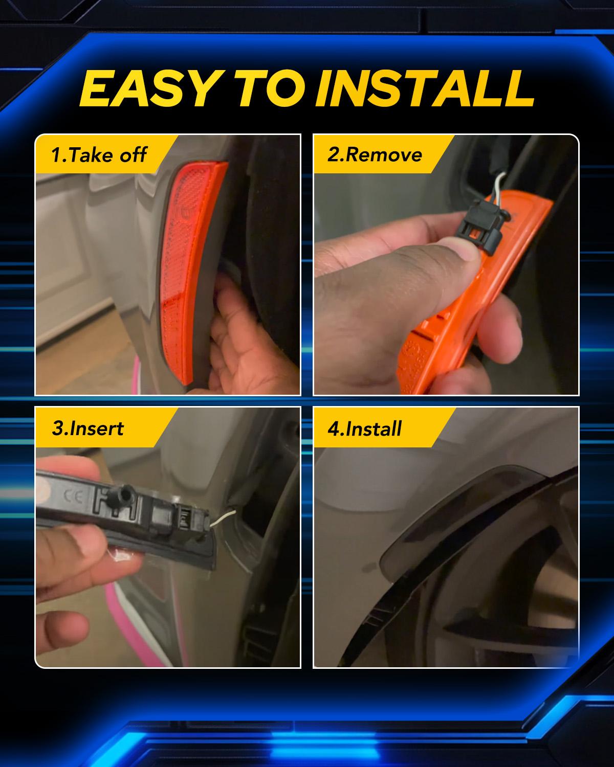 AUTOONE LED Side Marker Lights White for Dodge Charger 2015-2023, Smoked Lens Front & Rear Bumper Lights, High Brightness, IP67 Waterproof, Easy Install, OEM Compatible, 4PCS