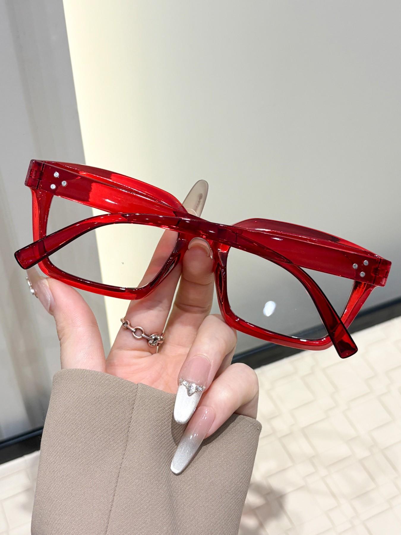 Women's Rectangular Casual Flat Mirror Glasses, Suitable for Office Commuting Daily Life, Simple Design, Perfect for Everyday Use