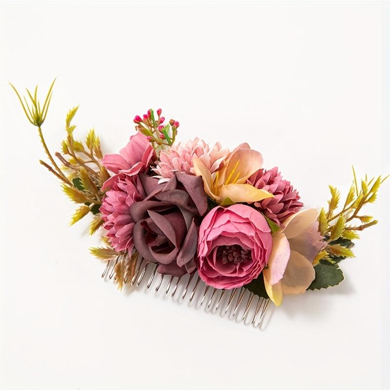 Unisex New Style Faux Fabric Comb with Floral Accents - Leisure Outdoor Accessory for Brides, Perfect for Bride Look & Seaside Vacation Hairstyles