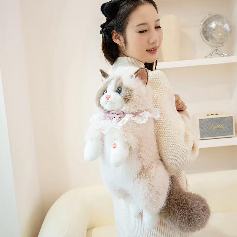 Realistic Cat Plush Toy, Cute Kitten Stuffed Animal, Soft Teddy Bear Doll, Perfect Gift for Kids Girls, Birthday Present