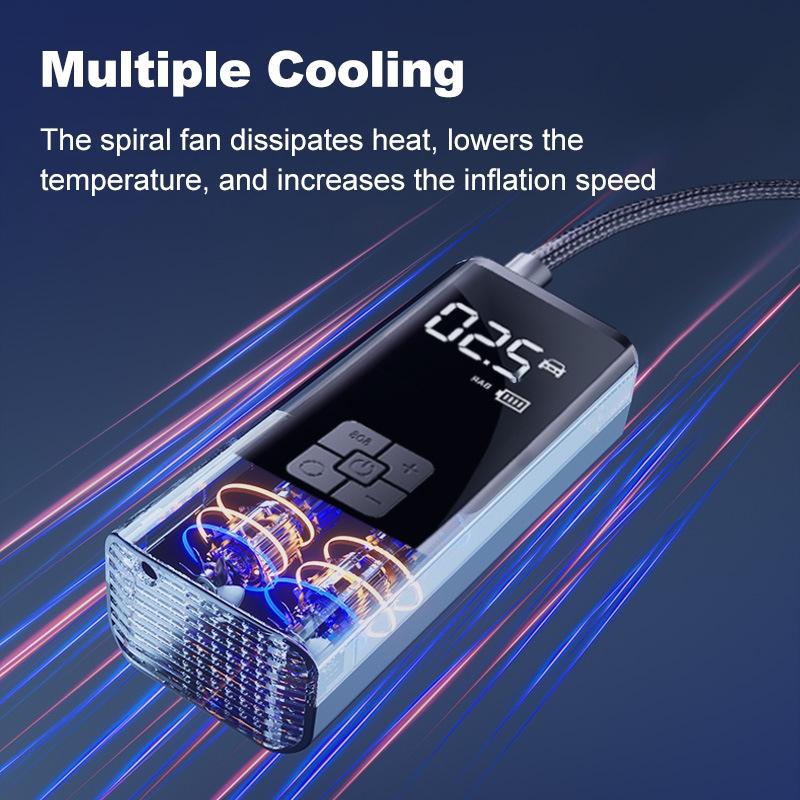 Portable Wireless Car Air Compressor, Cordless Tire Inflator, Tire Inflator, Air Pump with LED Light, Electric Tire Inflator Pump for Motorcycle Bicycle Auto Tyre Balls, Vehicle