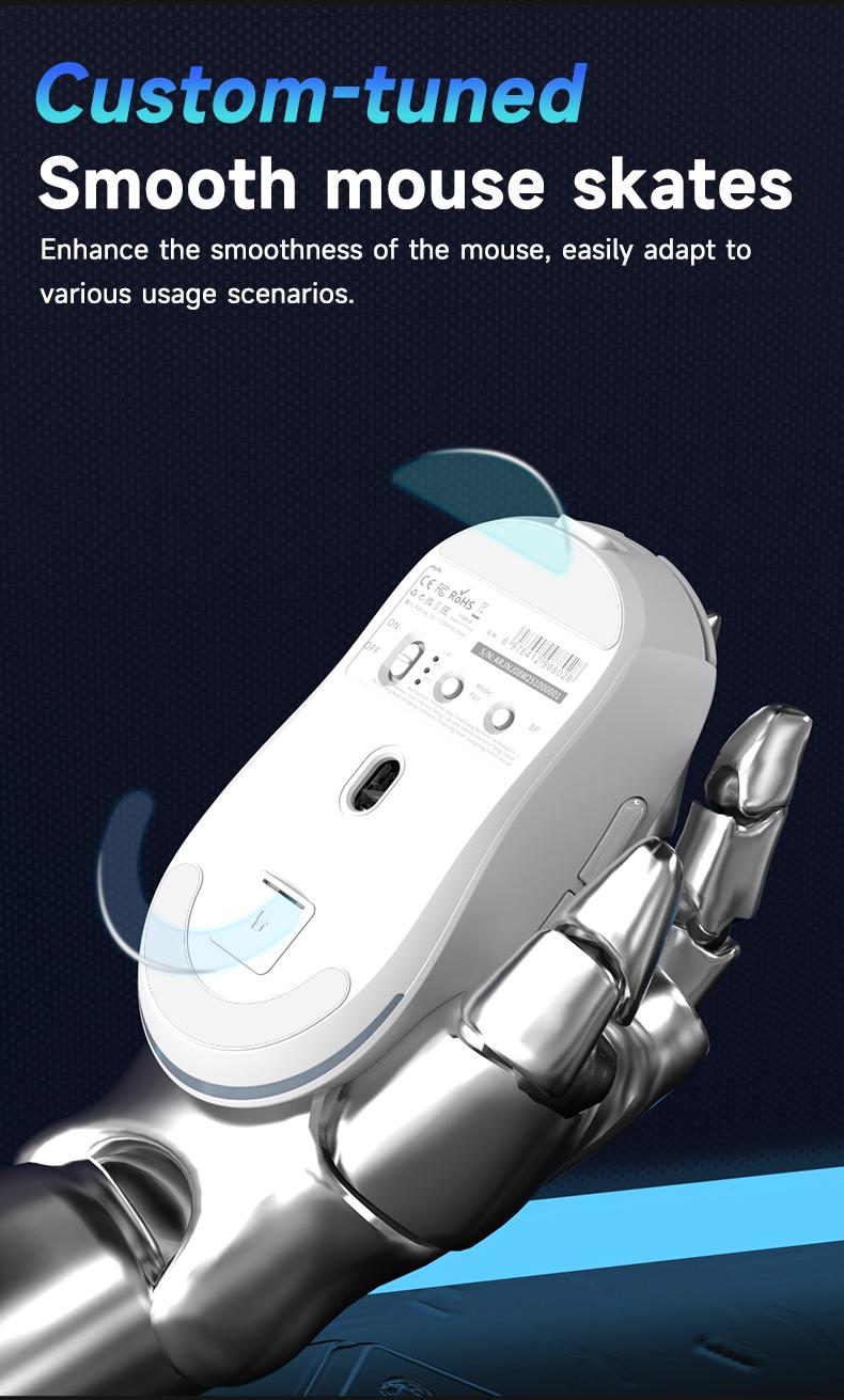 Mage Nj08 Tri-Mode Wireless Mouse, / Options, Ergonomic Design, Durable Build Quality, Ideal for Gaming & Office Use, Computer Gaming Mouse