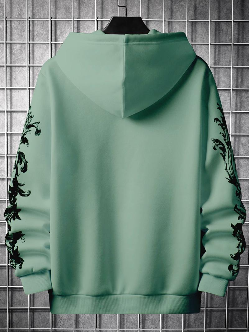 Men's Letter Print Drawstring Thermal Lined Hoodie, Graphic Print Hoodie, Essential Hoodies, Regular Fit Casual Long Sleeve Pocket Hooded Sweatshirt Pullover for Outdoor, Fall Outfits 2024, Menswear Streetwear Top, Please Purchase A Size Up Poser Hoodie