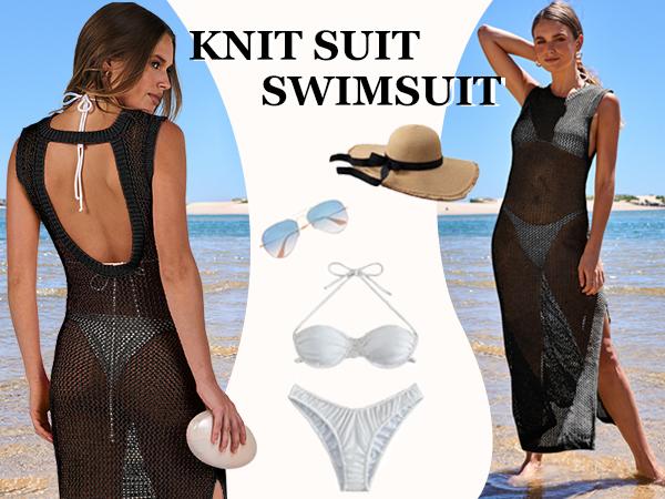 ANRABESS Womens Swimsuit Cover Up Summer Sleeveless Hollow Knit Bikini Swimwear Bathing Suit Coverup Crochet Beach Dress ANRABESS Womens Swimsuit Cover Up Summer Sleeveless Hollow Knit Bikini Swimwear Bathing Suit Coverup Crochet Beach Dress