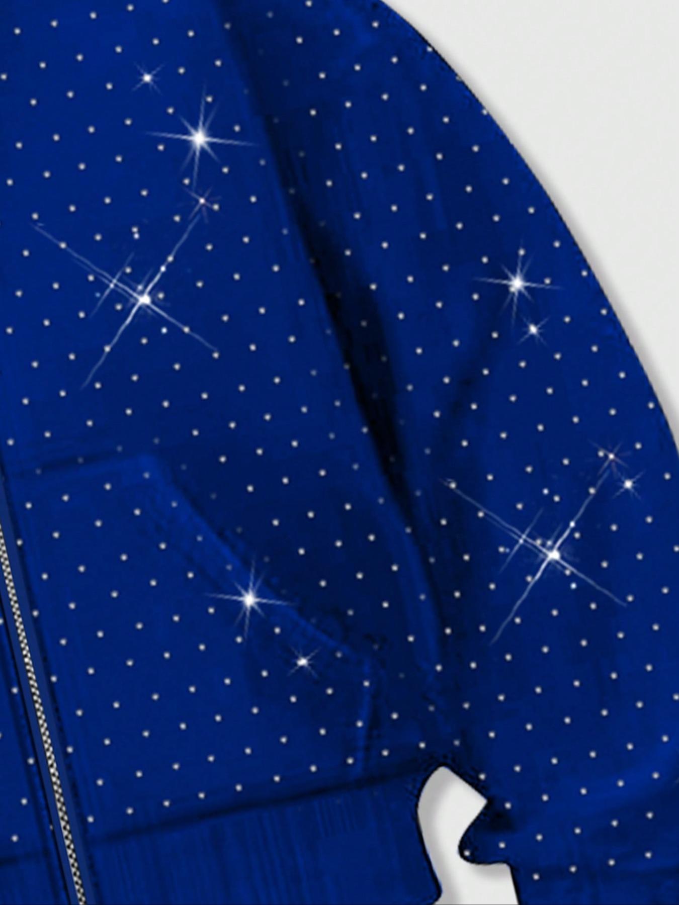 Men's Street Style Rhinestone HooMen's Street Style Rhinestone Hooded Sweatshirt, Pocket and Zip Design, Fall & Winter Wear, Geometric Pattern, Fitted Fitded Sweatshirt, Pocket and Zip Design, Fall & Winter Wear, Geometric Pattern, Fitted Fit