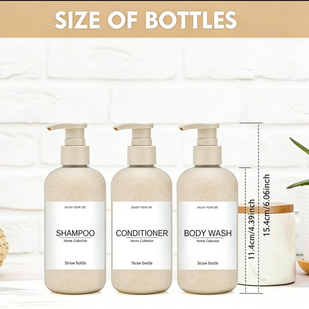 Reusable Shampoo Pump Bottle Set, Suitable for Shower Gel, Empty Hair Care Products Dispenser Kit, Bathroom Accessories