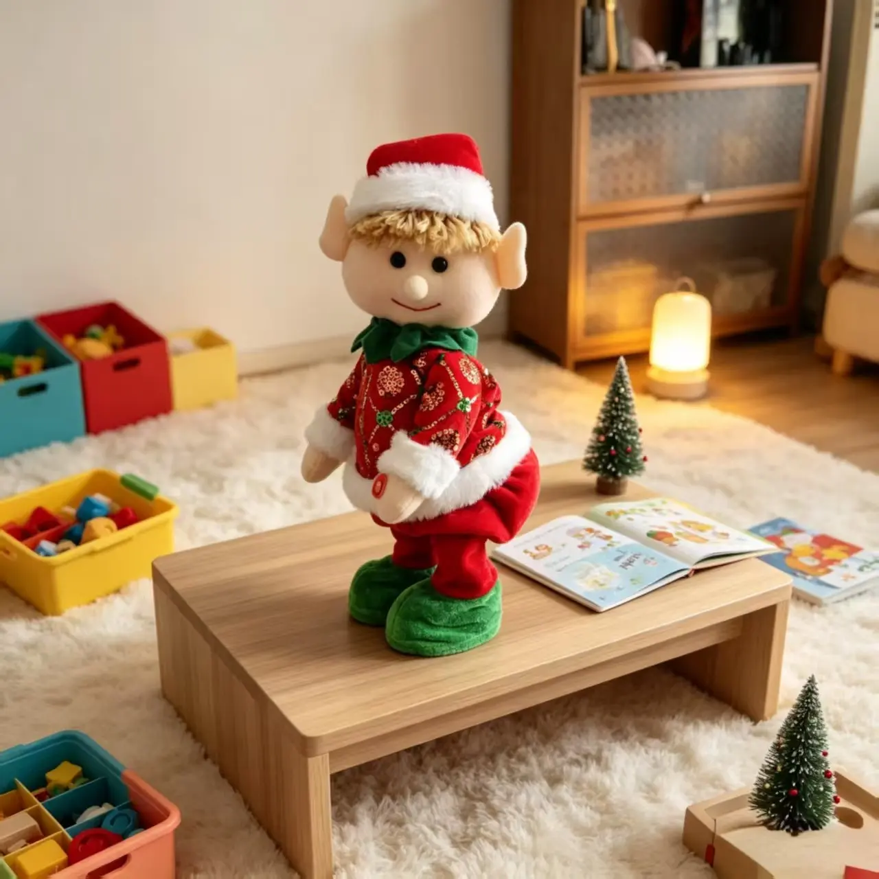 Christmas Elf Stretch Dance Music Doll, Dress Electric Swing Sound Plush Toy, Christmas Decorative Twisting Electric Atmosphere Ornament