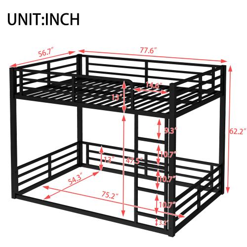 Floor Bunk Bed Frame, Heavy-Duty Bunk Bed for Kids, Teens, Adults, Noise-reduced Design, Black Floor Bunk Bed Frame, Heavy-Duty Bunk Bed for Kids, Teens, Adults, Noise-reduced Design, Black