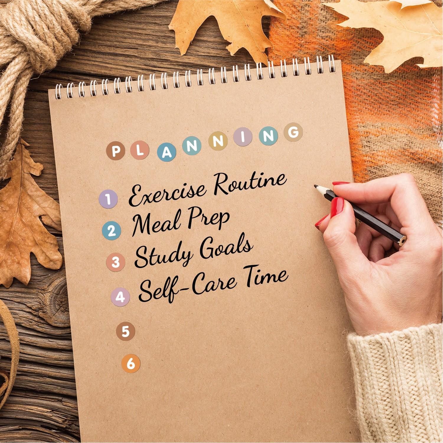 Colorful Round Alphabet Stickers Set, 6 Sheets/sheet, Waterproof 0.5-Inch Letters & Numbers, Ideal for Scrapbooking, Journaling, DIY Projects