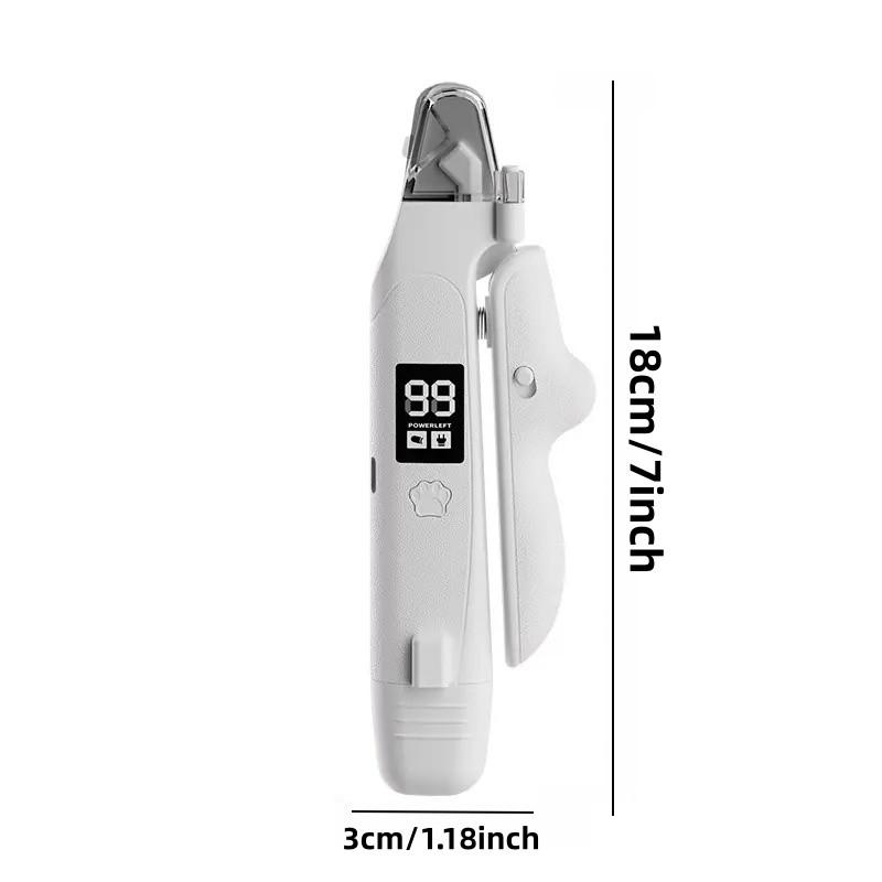 Pet Two-in-One Nail Clippers, Multi-functional Cat and Dog Nail Trimming Set, with anti-slip design, supports USB charging, equipped with LED light, suitable for trimming the nails of small, medium and large dogs, suitable as a holiday gift for pet lovers