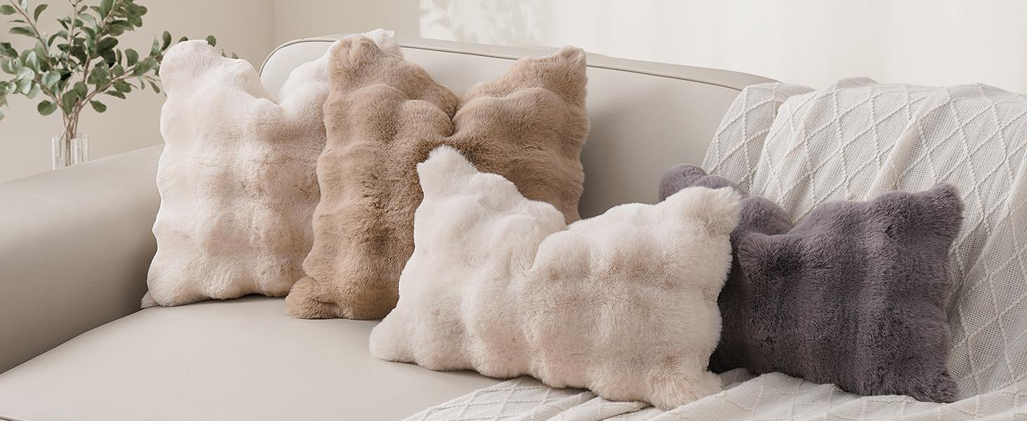 20x20 Pillow Covers Set of 2 Throw Pillows Covers for Couch Plush Decorative Pillowcase for Farmhouse Sofa Pillow Cover Cream White